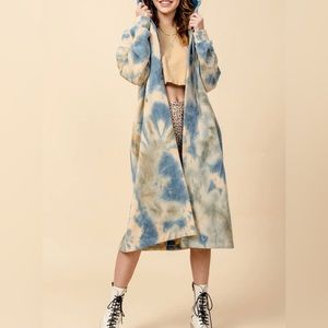 HYFVE Oversized Tie Dye Hooded Maxi Jacket - Size Small